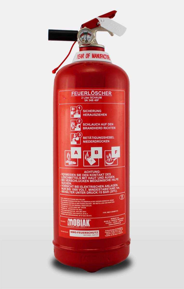 Mobiak 2 Liter Fettbrand Dauerdrucklöscher für Küche